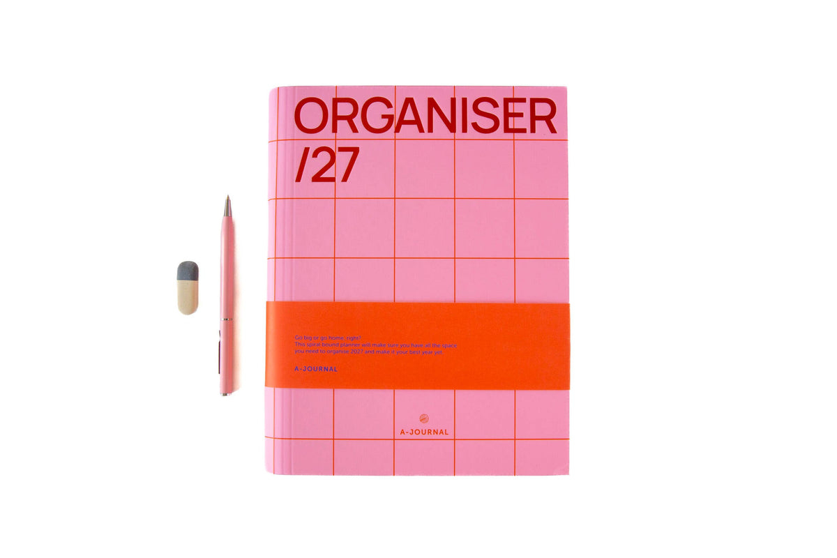 A-Journal Spiral-Tagebuch – Organizer 2027 – kariert Pink-Rot