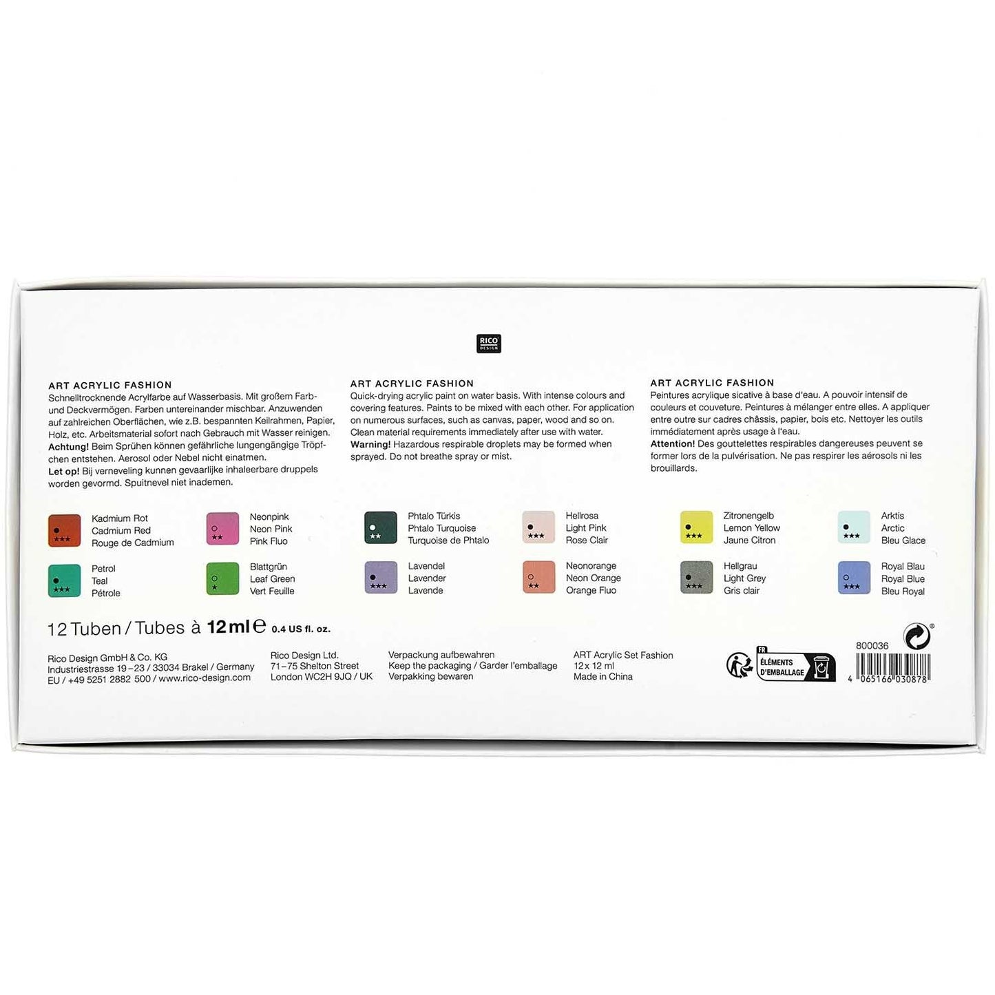 ART KÜNSTLER ACRYLFARBEN-SET FASHION 12X12ML