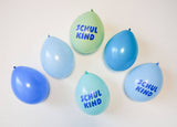 Schulkind Luftballon 6er Set | blau-Mix | 5 Stück: Normaldruck