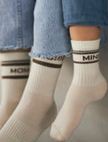 Wollsocken mini creme/braun