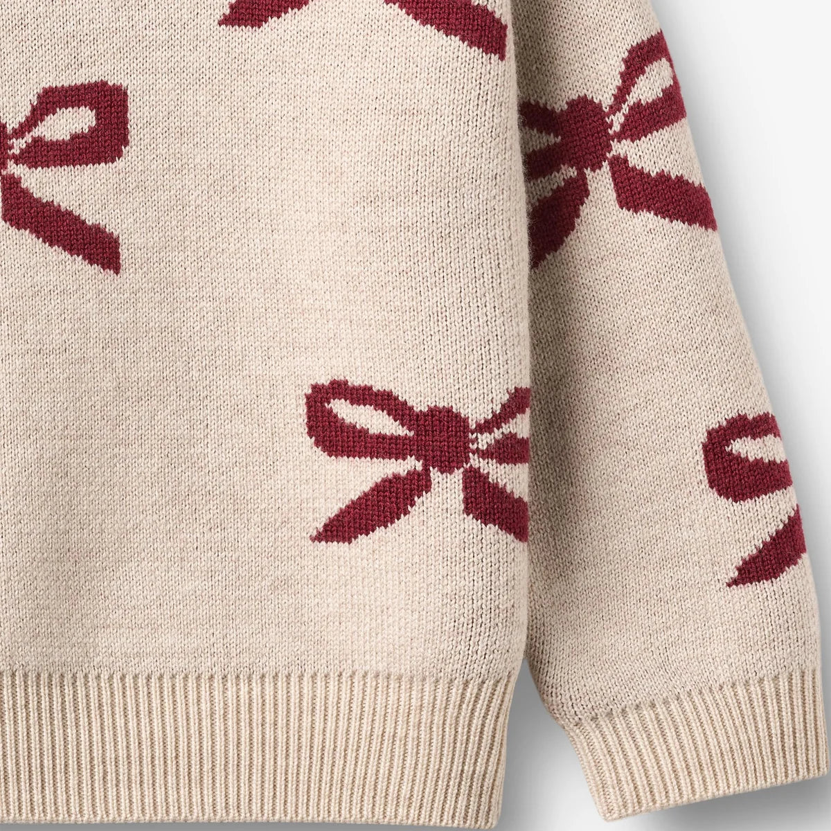 Jacquard Pullover Bow Merinowolle