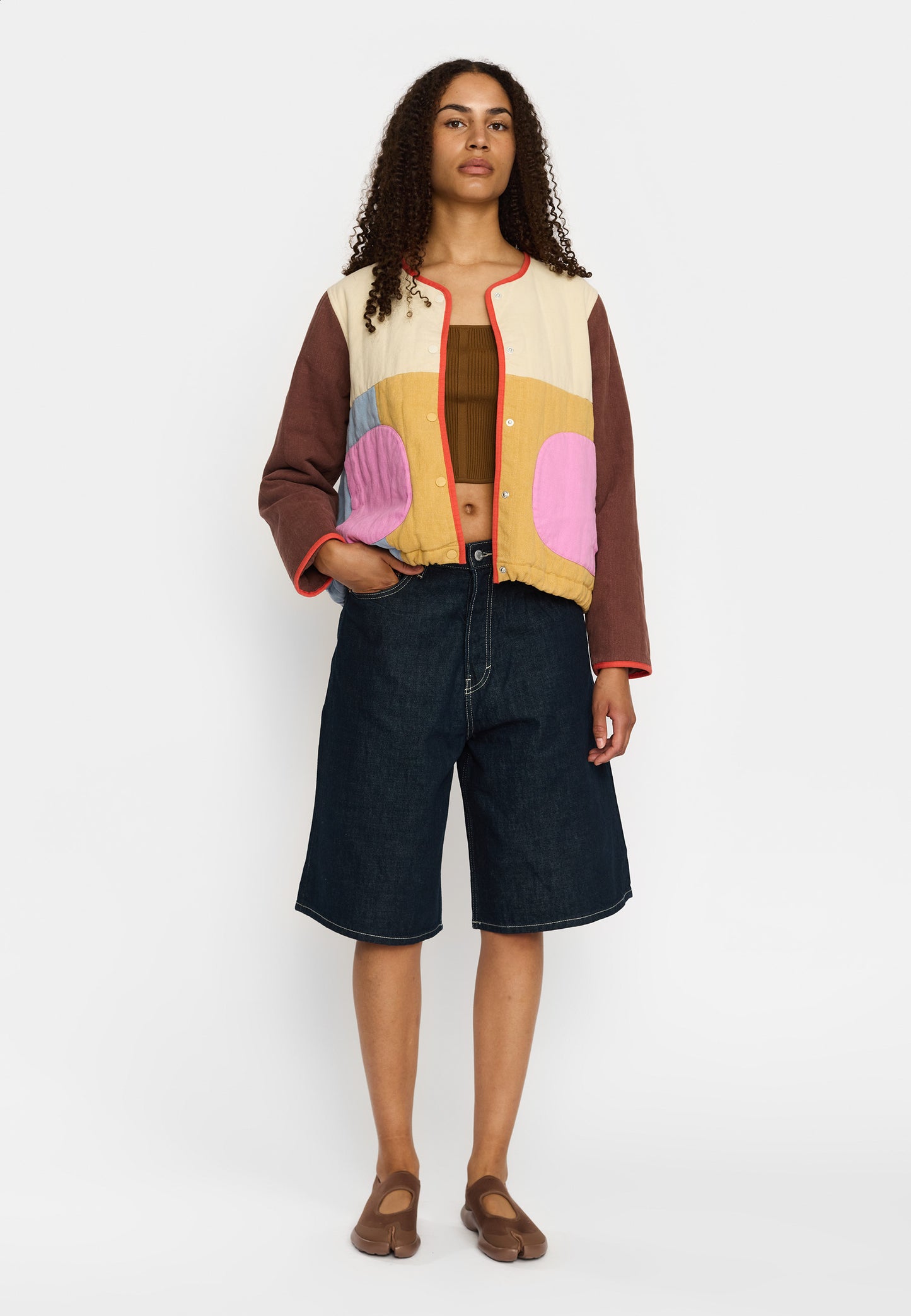 Quilted Block Jacke offwhite