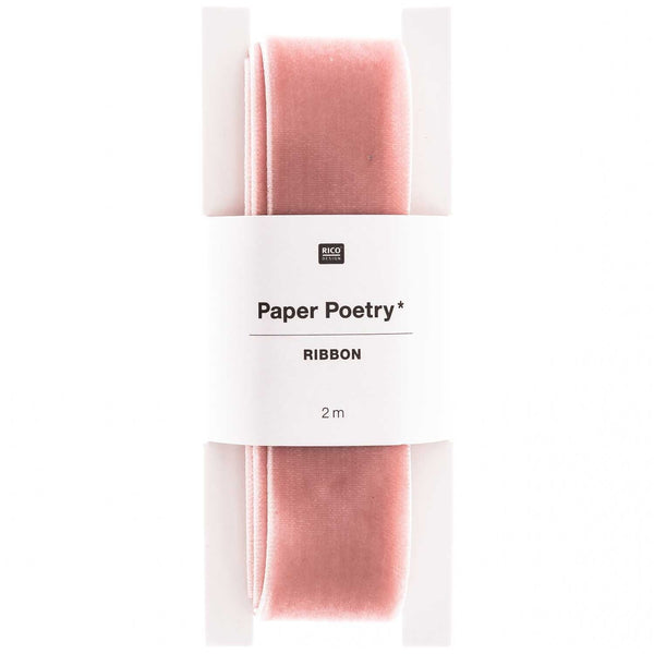 PAPER POETRY SAMTBAND ROSA 25MM 2M