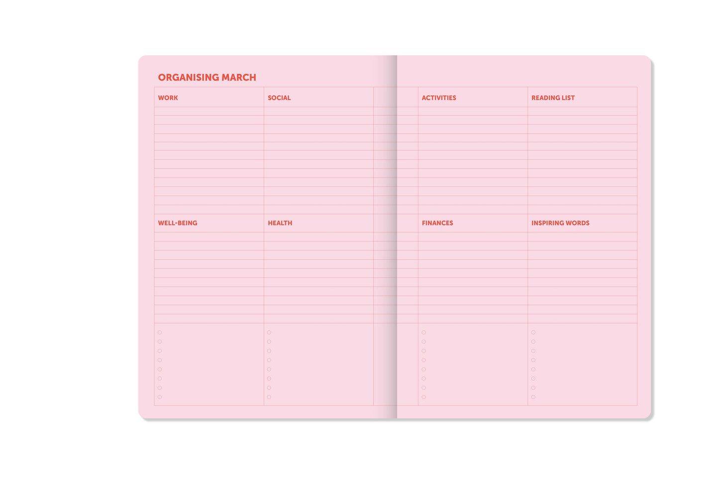 A-Journal Spiral-Tagebuch – Organizer 2027 – kariert Pink-Rot