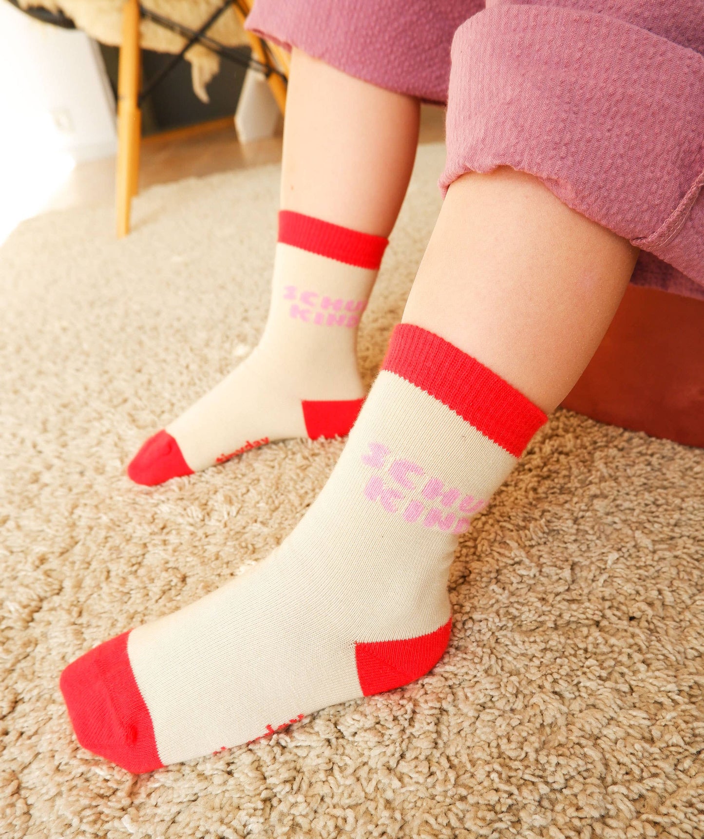 Schulkind-Socken / rosa: Größe 31–34