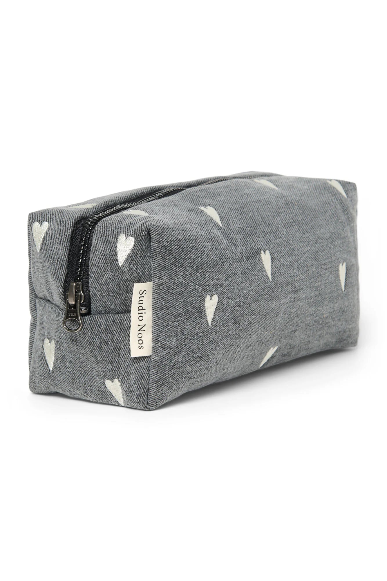 Kosmetiktasche denim hearts grau