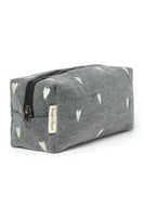 Kosmetiktasche denim hearts grau