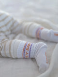Socken „Hey Baby“ lavender/orange