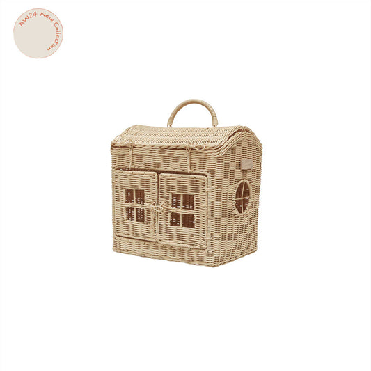 Puppenhaus Rattan natur
