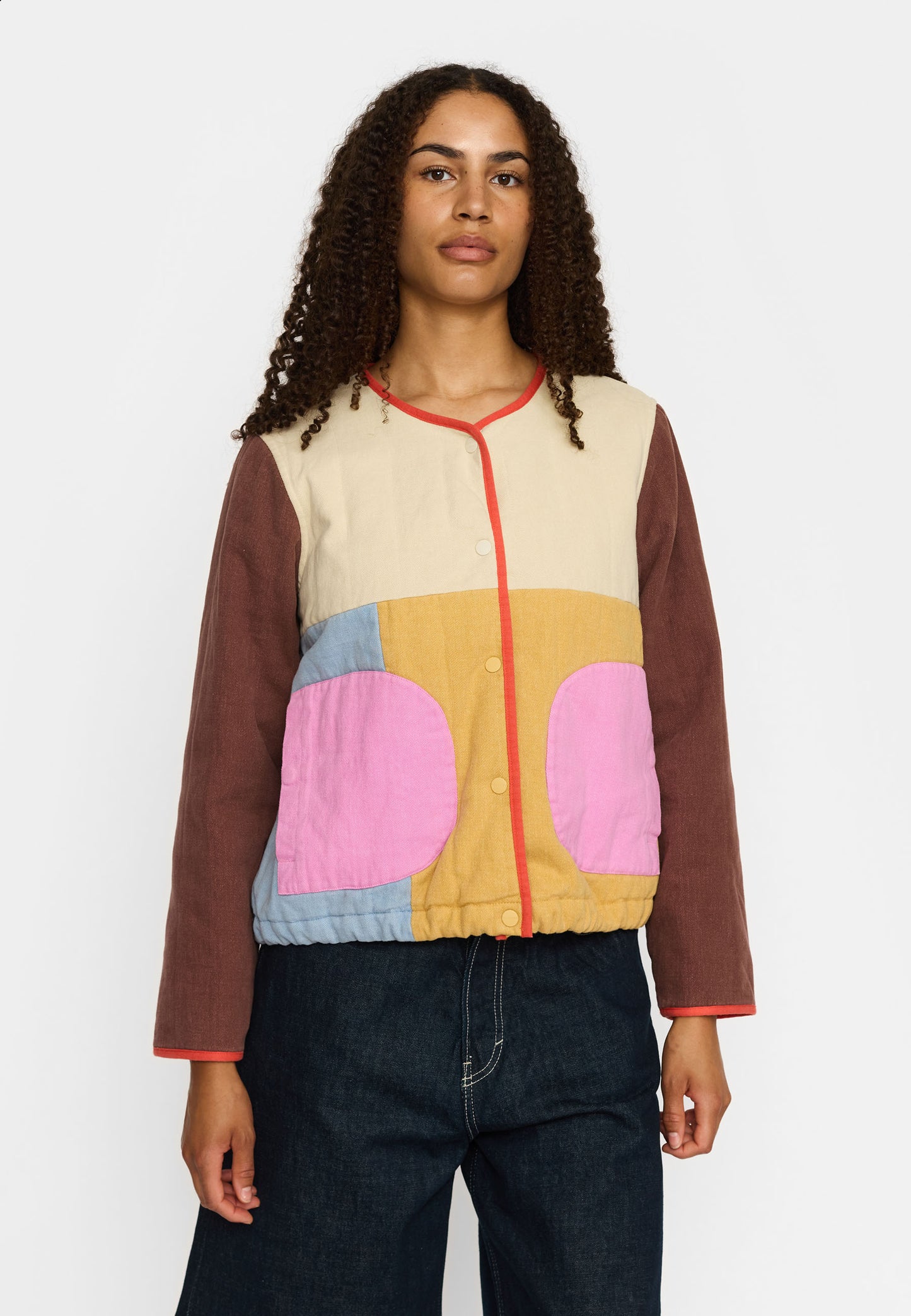 Quilted Block Jacke offwhite