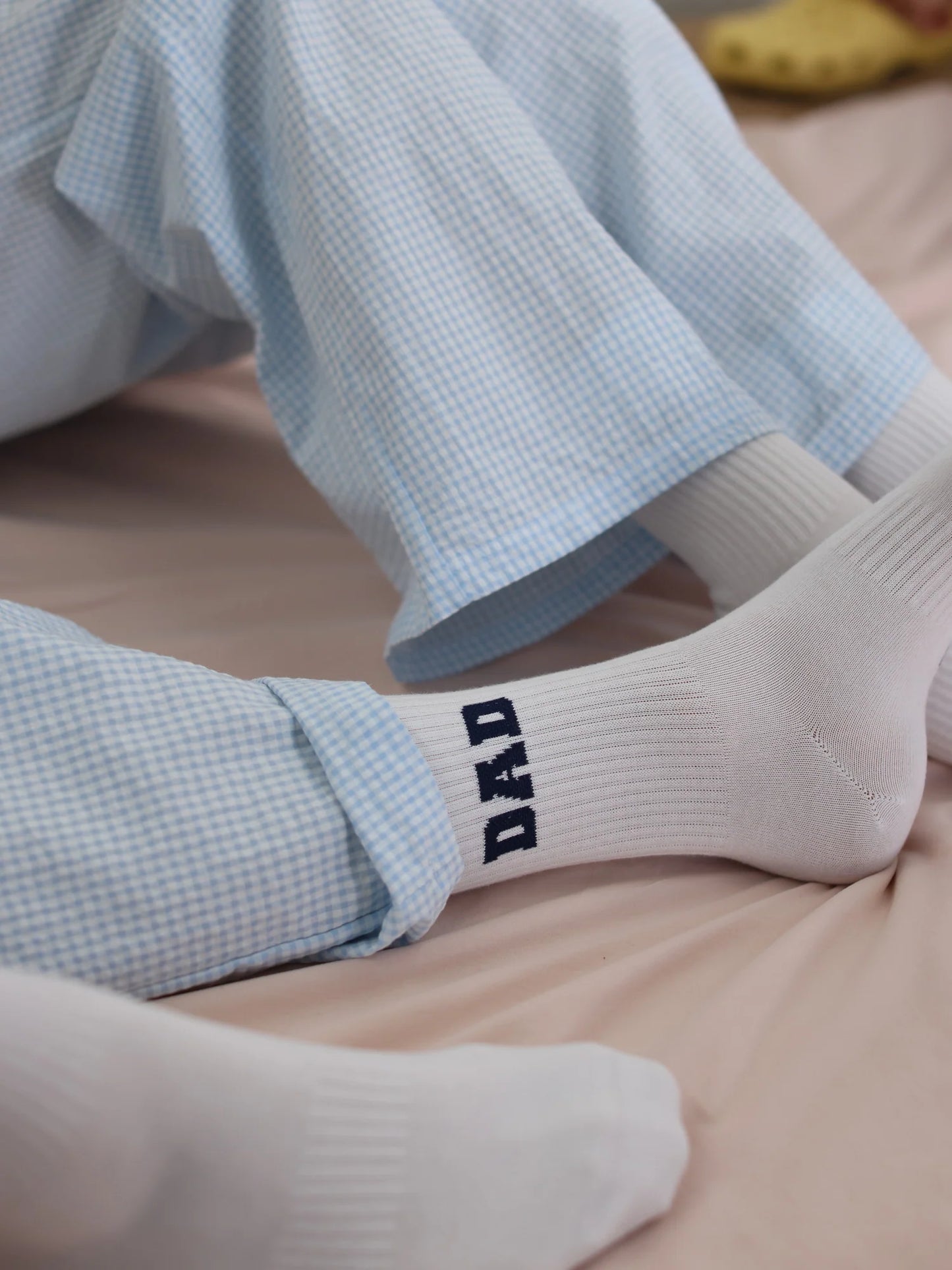 Socken College Daddy weiß/blau