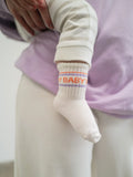 Socken „Hey Baby“ lavender/orange