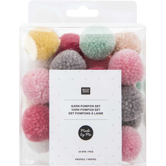 POMPONS 24 STÜCK Pastell Mix