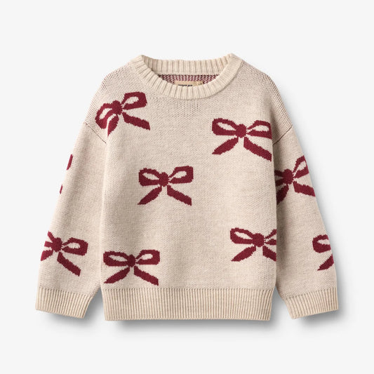 Jacquard Pullover Bow Merinowolle