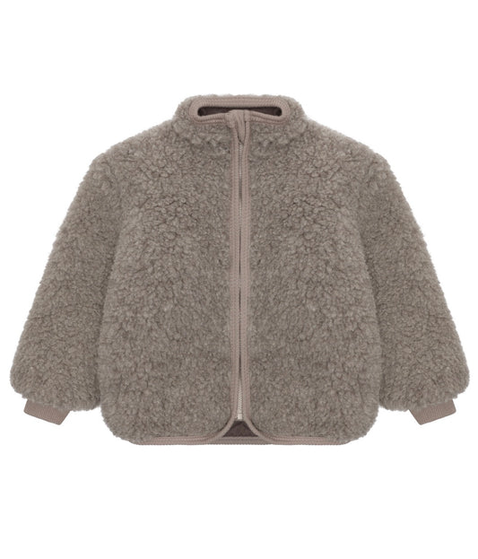 Jacke Teddy Wolle camel melange