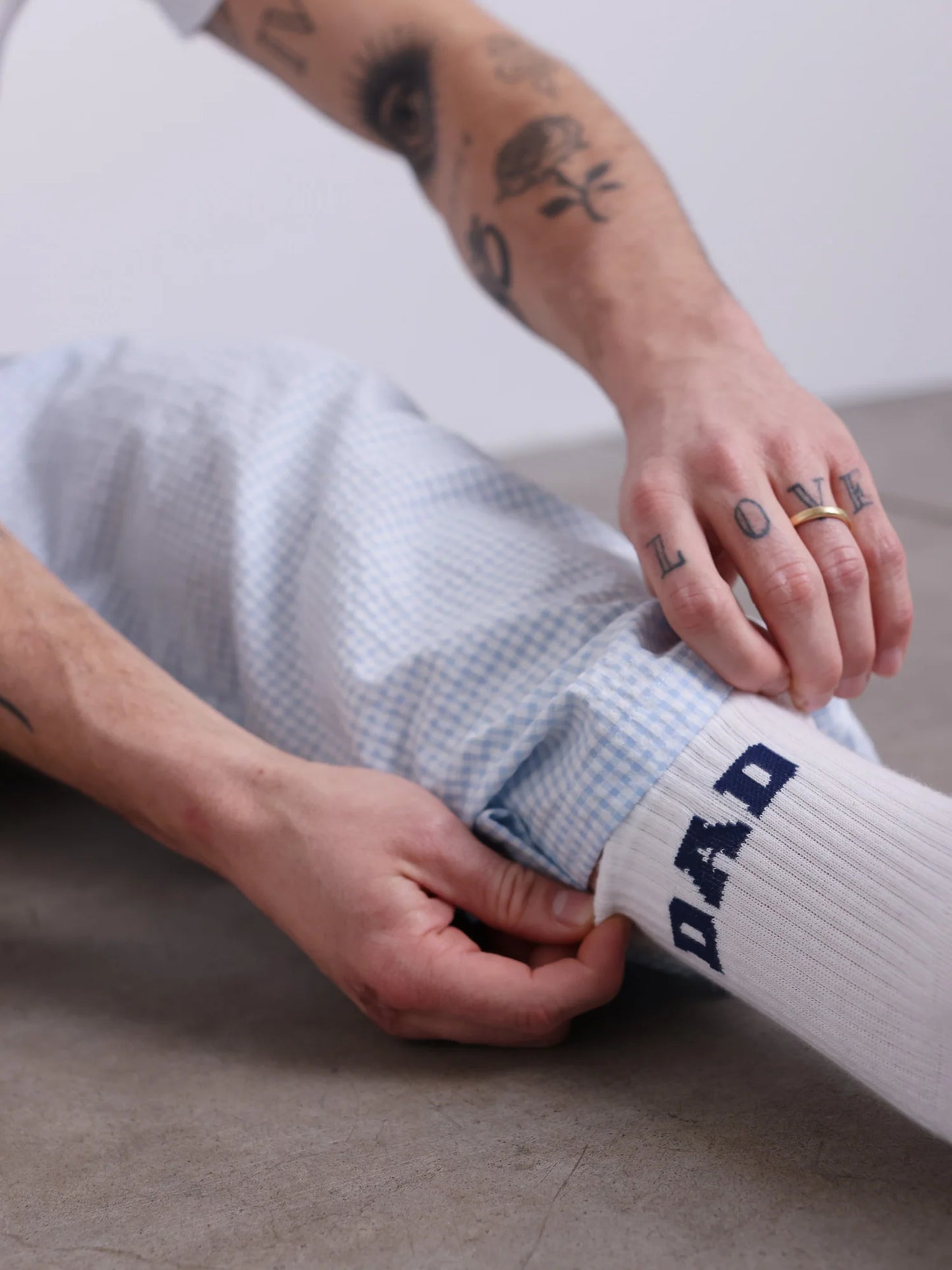 Socken College Daddy weiß/blau