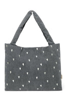 Der Klassiker Mom Bag Denim Hearts grau