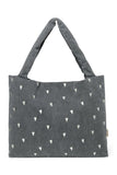 Der Klassiker Mom Bag Denim Hearts grau