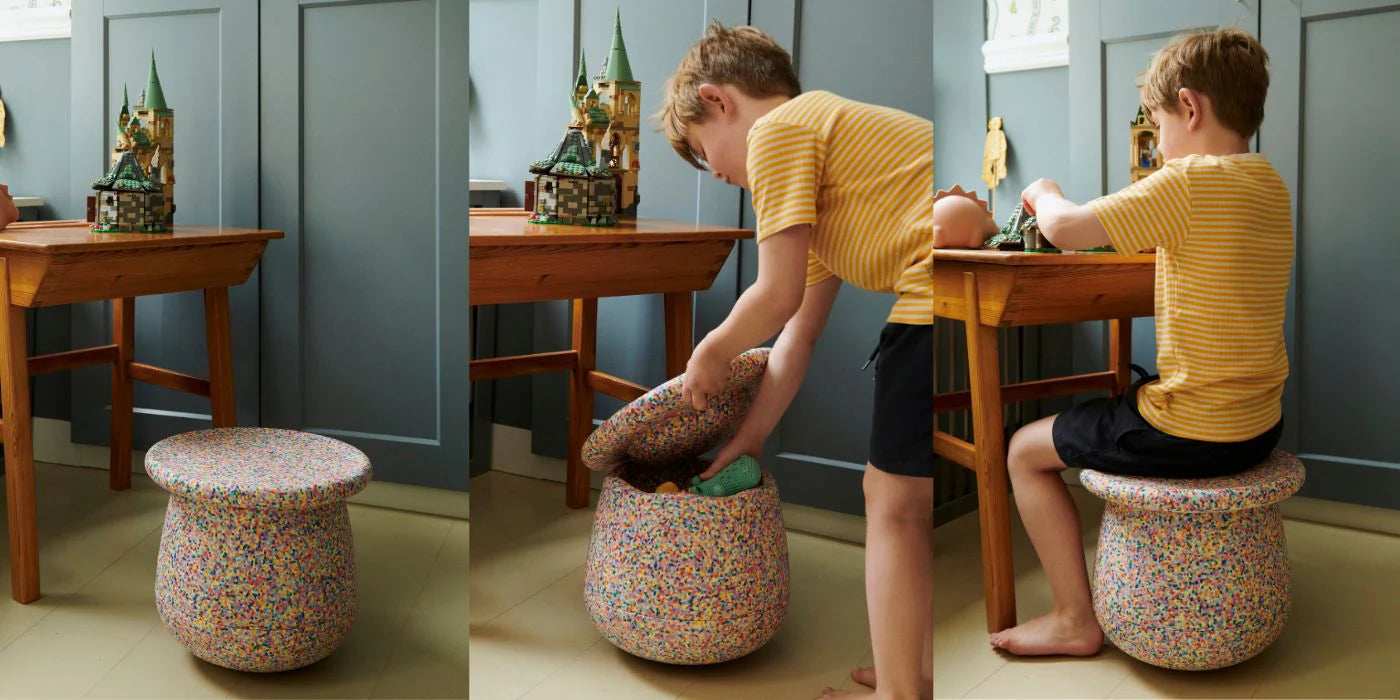 Stapelstein® Base super confetti – Modularer Kinderhocker & Balance-Basis für dynamisches Sitzen