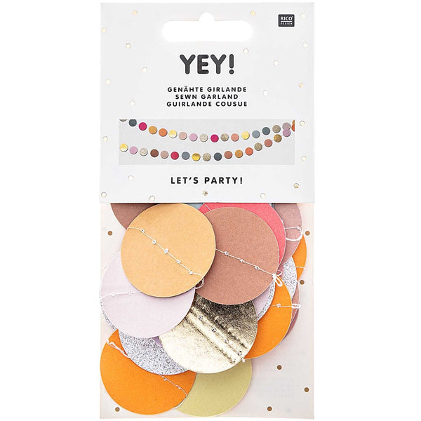 GENÄHTE GIRLANDE KREISE GLITTER 2M