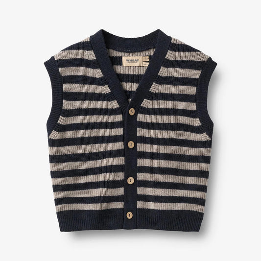 Gestrickte Weste Pete navy stripe
