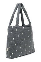 Der Klassiker Mom Bag Denim Hearts grau