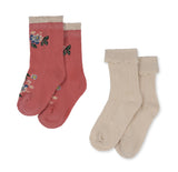 2er Pack Pointelle Socken pink