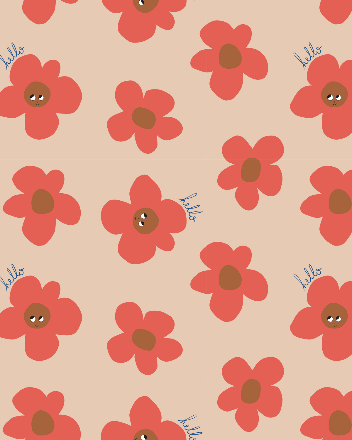 5x flache Tüten Blumen hello 31x23cm