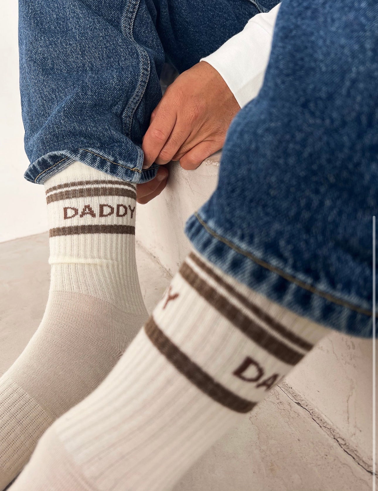 Wollsocken Daddy creme/braun