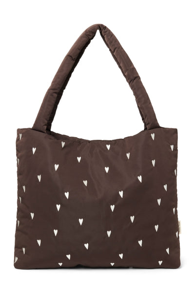 Der Klassiker Mom Bag puffy Hearts brown