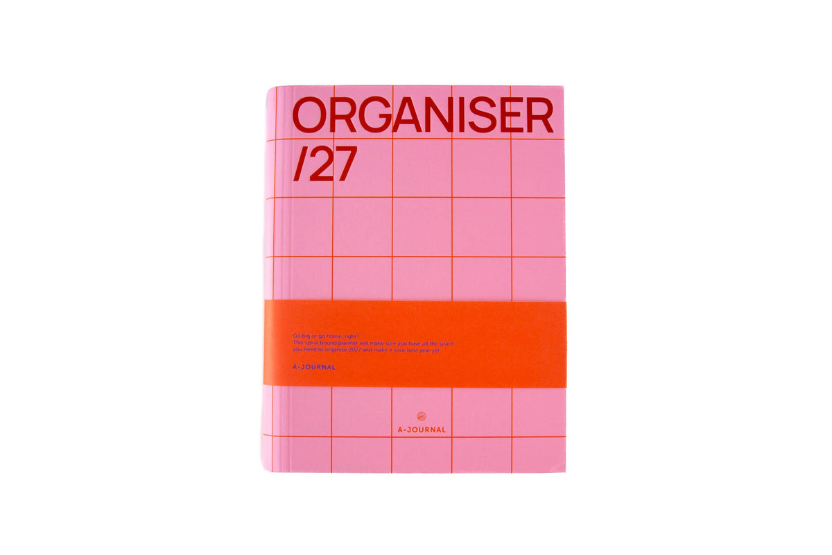 A-Journal Spiral-Tagebuch – Organizer 2027 – kariert Pink-Rot