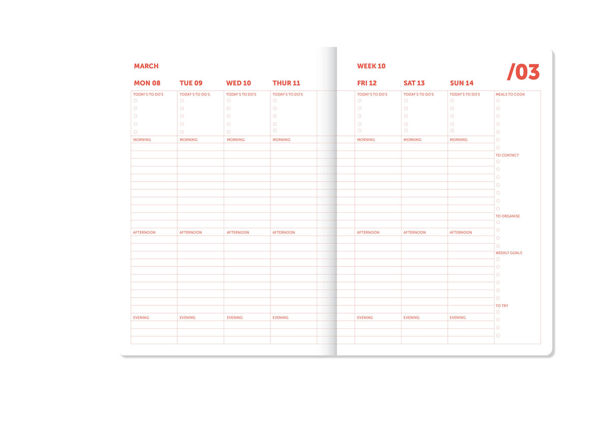 A-Journal Spiral-Tagebuch – Organizer 2027 – kariert Pink-Rot