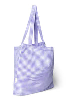 Der Klassiker Mom Bag lila weiß kariert