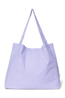 Der Klassiker Mom Bag lila weiß kariert