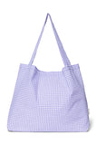 Der Klassiker Mom Bag lila weiß kariert
