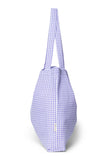 Der Klassiker Mom Bag lila weiß kariert