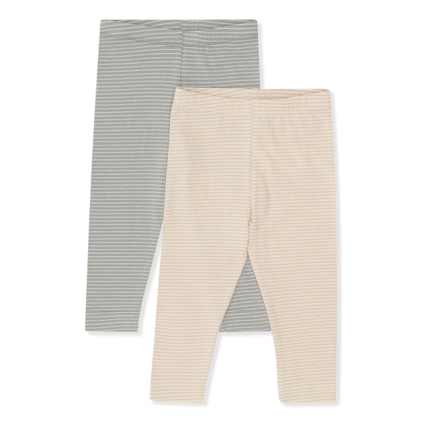 2er Set Basic Leggings Sleet/Oxford Tan Stripe