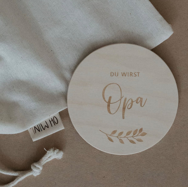 Holzscheibe Karte "Du wirst Opa"