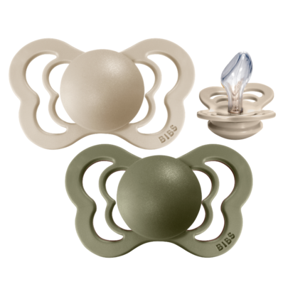 Schnuller 2er Set Olive/Vanilla Silikon