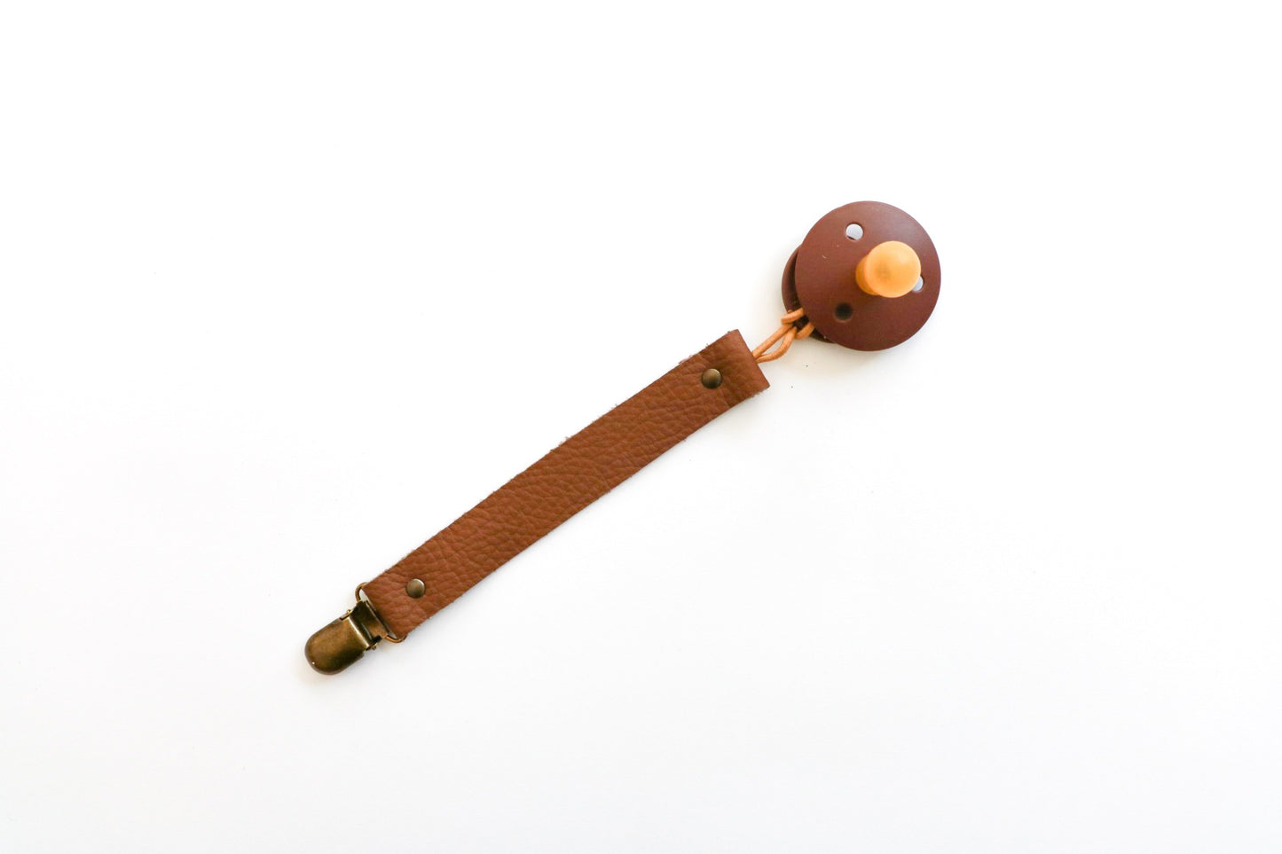 Schnullerkette aus Leder, mocha